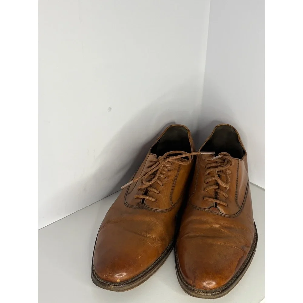 Cole Haan Nik Air Leather Oxford Lace-Up Shoes‎ Men's Size 10M Brown Plain-Toe